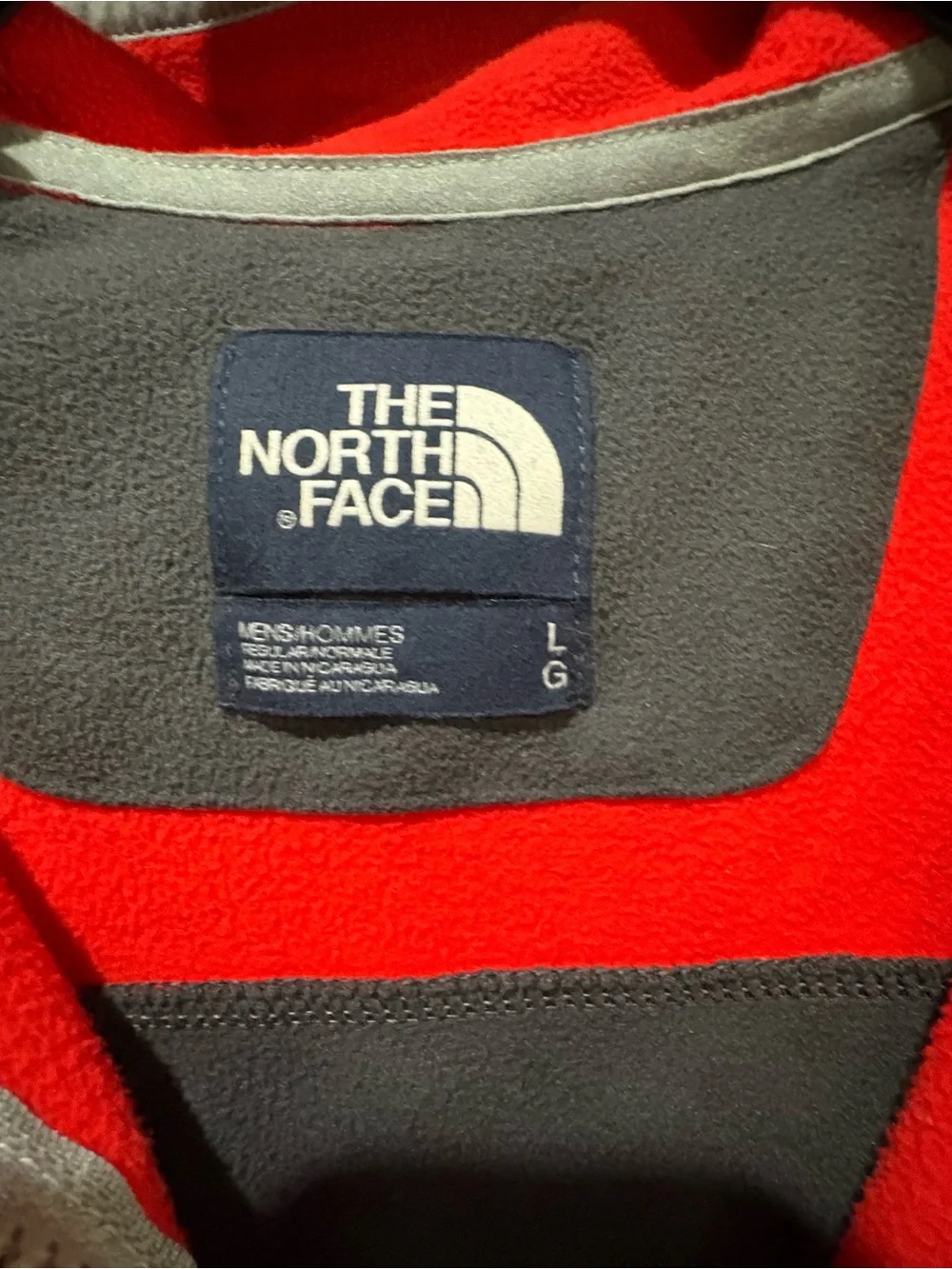 The North Face Men's Red and Gray Zip-Up Fleece Pullover